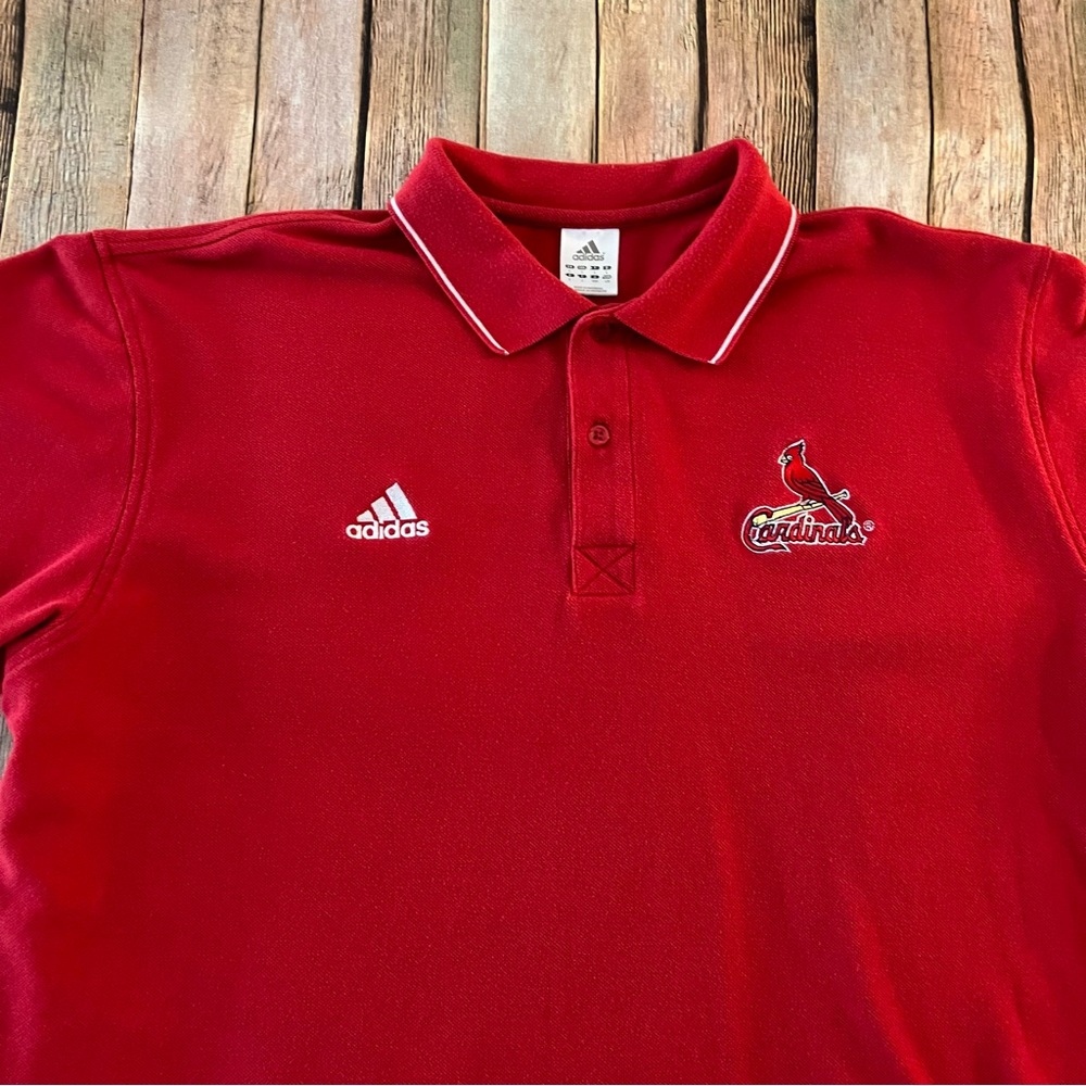 Adidas St. Louis Cardinals mens short sleeve polo shirt | size large - Picture 3 of 10